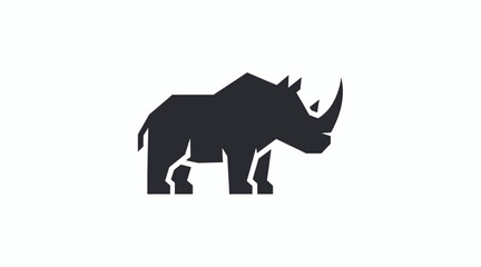 Solid black rhinoceros silhouette animal icon. © Sukardi