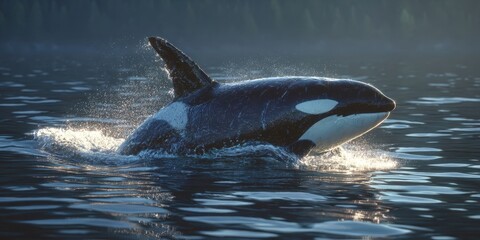 Obraz premium Transient Killer Whale T099 Spotted in Penn Cove, Whidbey Island