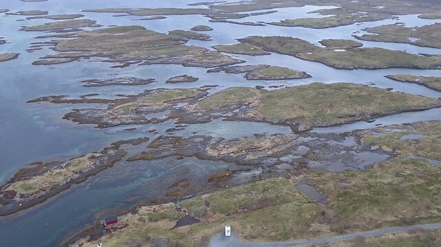 Norway Vega Island Vegafjorden Holand Nord&oslash;ya Stor&oslash;ya Gards&oslash;ya Stokkv&aelig;ret Holandsosen Nature Reserve 4K Aerial Drone