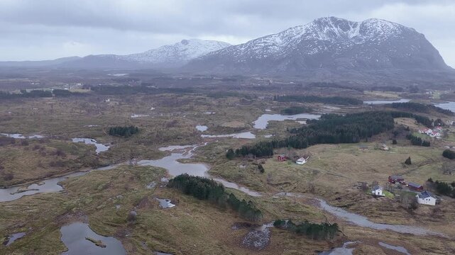 Norway Vega Island Vegafjorden Holand Nord&oslash;ya Stor&oslash;ya Gards&oslash;ya Stokkv&aelig;ret Holandsosen Nature Reserve 4K Aerial Drone