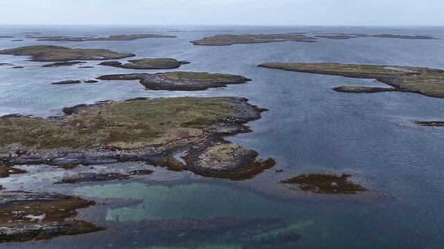 Norway Vega Island Vegafjorden Holand Nord&oslash;ya Stor&oslash;ya Gards&oslash;ya Stokkv&aelig;ret Holandsosen Nature Reserve 4K Aerial Drone