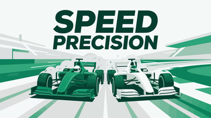 Obraz premium Formula One Race Cars Competing With Speed And Precision On A Racetrack Graphic
