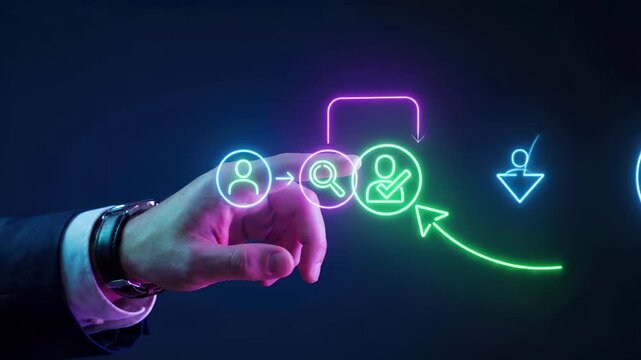 Recruitment and hiring process for talent acquisition. Selection and verification of the right candidate to build a workforce team. Human resources management and employee onboarding for business