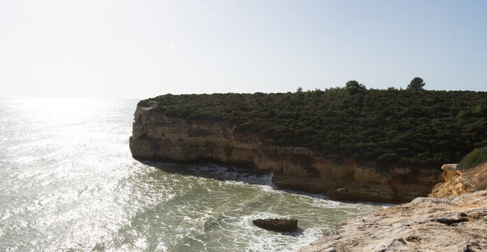  panoramic views of Praia Nova and Praia de Nossa beach, Algarve, Portugal
