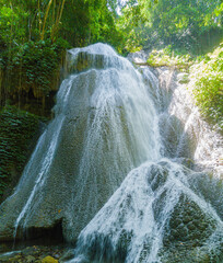 Majestic view of Embon Waterfall and river stream scenery at Pasie Raya, Aceh Jaya, Indonesia © MUAZ JAFFAR