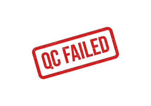 Red qc failed stamp on white background isolated on transparent background