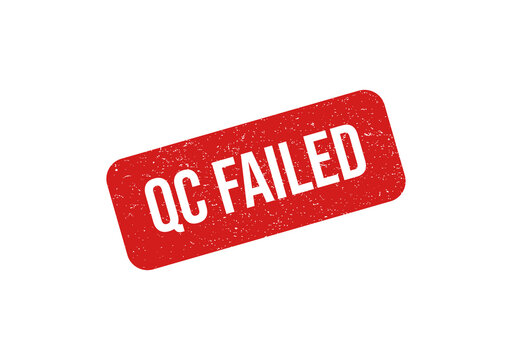 Red qc failed stamp with bold text isolated on transparent background