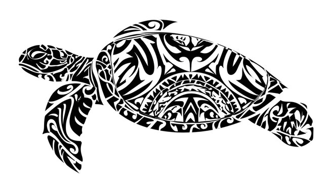 Polynesian Sea Turtle Tribal Patterns of Marine Life on an Island