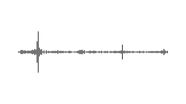 Minimal black audio spectrum motion graphic on white, clean white frequency waveform motion, digital music visualizer for broadcast, music equalizer rhythm bars overlay effect 4k video