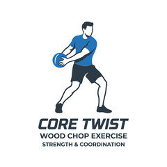 Obraz premium Energetic Man Performing A Dynamic Core Twist Wood Chop Exercise