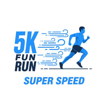 Energetic 5K Fun Run Super Speed Athlete Illustration