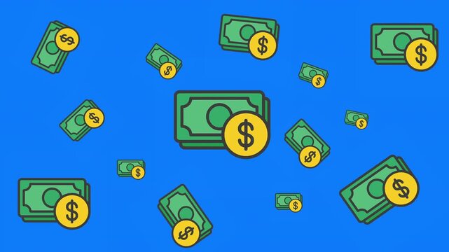 Dollar icon animation. Multiple doller sign animation on green screen background. Money animation. 