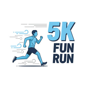 Energetic 5k Fun Run Athlete Racing Motion Graphic Vector Illustration