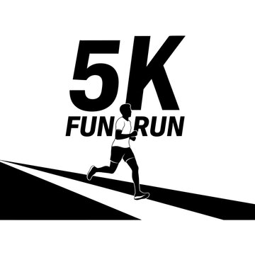Energetic 5k Fun Run Silhouette Graphic Background