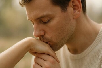 Naklejka premium Tender kiss on the hand