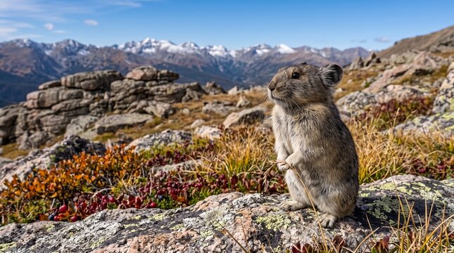 american pika rocky outcrop autumn