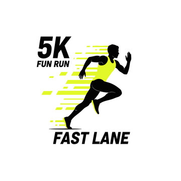 Dynamic Silhouette Runner Accelerating On The Fast Lane For 5K Fun Run Competition