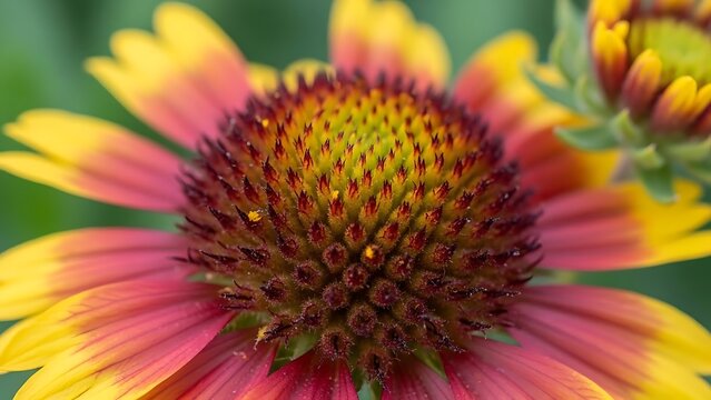 Macro shot of a gaillardia flower head with petals gaillardia blanketflower