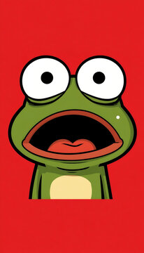 Cartoon frog character with wide eyes and open mouth