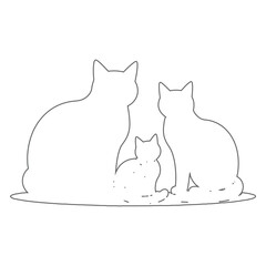 Family of cats outline icon illustration © Md