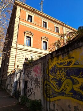 italian house in rome in the afternoon glow