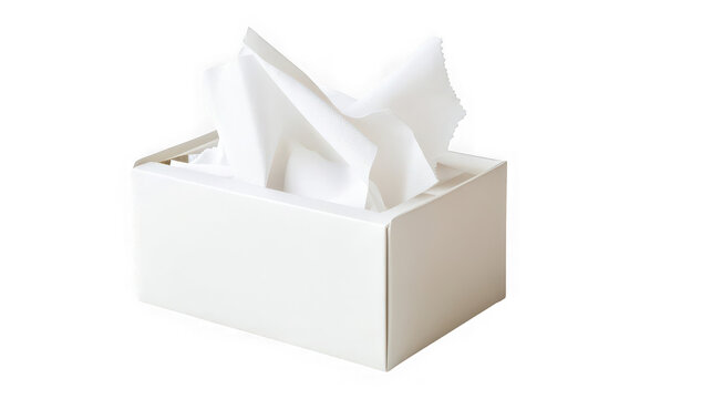 White paper tissue box isolated with displays white rectangular box soft on transparent background