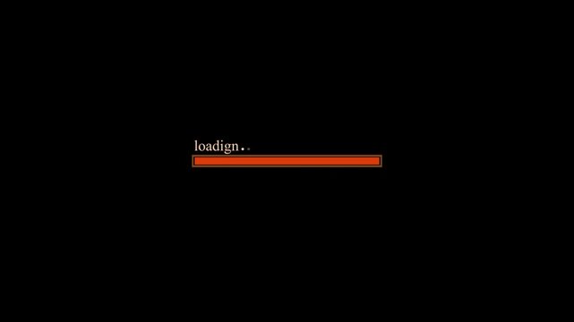 Digital loading bar progress animation on black background
