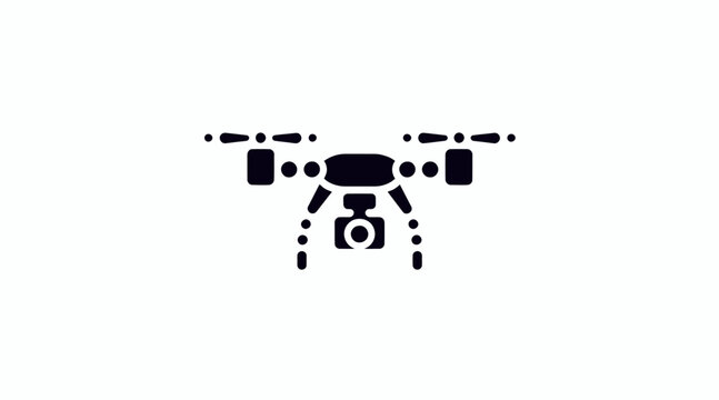 Black dotted quadcopter drone icon on white background