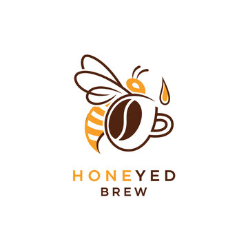 Creative logo design featuring a bee combined with a coffee cup and bean.