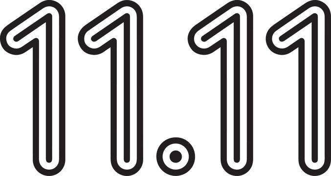 1111 sale shopping festival concept, outline style number icon singles day