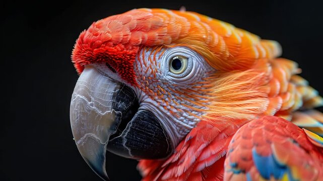 close up of a red parrot
