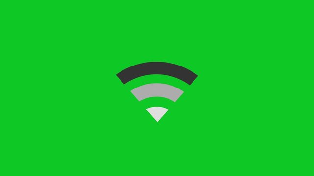 WIFI icon animation. Multiple WIFI sign animation on Blue screen background. WIFI icon pop up animation. 