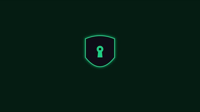 Digital cyber security shield with keyhole animation for data protection and network privacy concept 4k