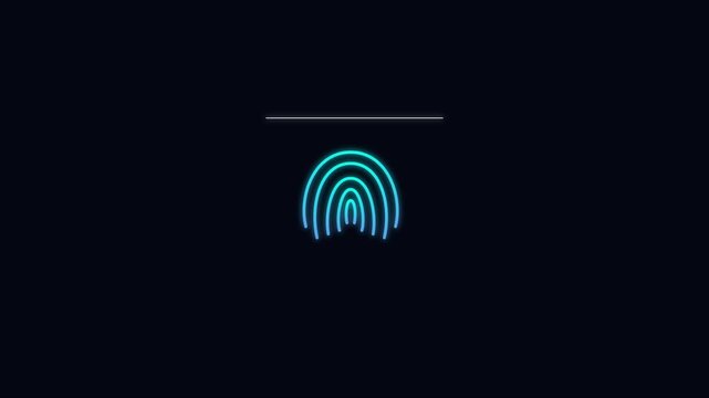 Digital fingerprint scanner animation with glowing neon biometric security interface 4k authentication