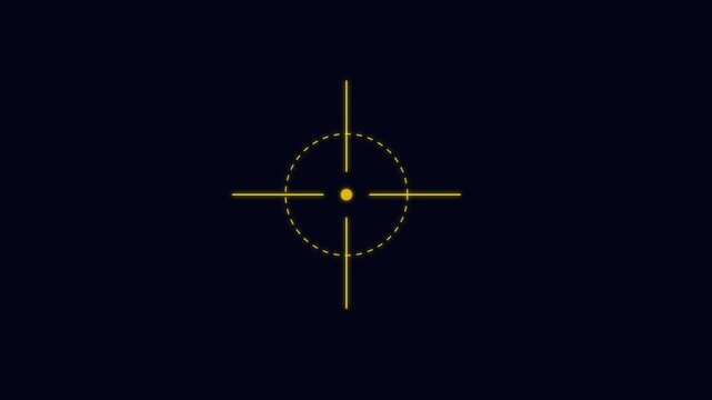 Digital hud target crosshair animation, futuristic aiming scope overlay, precision targeting for ui and gaming interface 4k