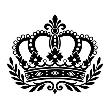 Classic Regal Crown Ornament Silhouette Vector Graphic