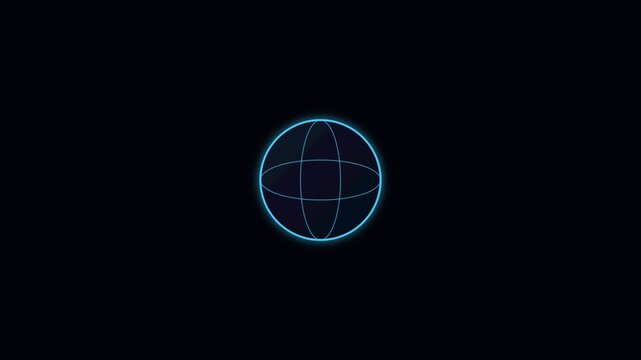 Glowing neon digital globe rotating animation for tech and global communication concepts 4k technology