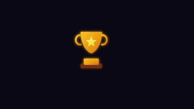 Golden trophy animation with star symbol for success and achievement concept 4k winner
