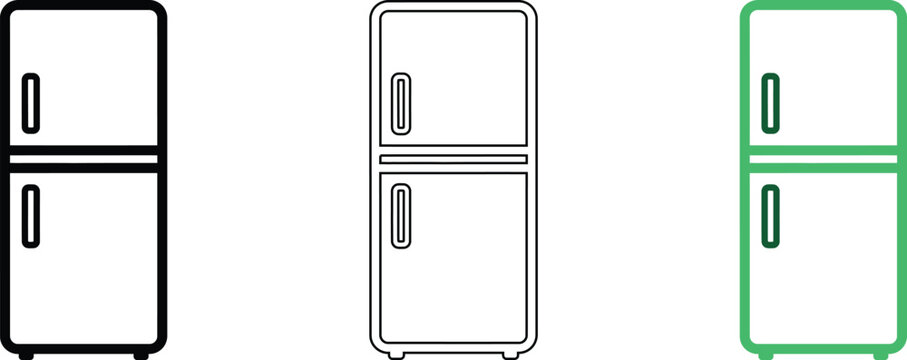 Refrigerator vector icon outline and glyph style isolated on transparency background, modern fridge symbol.