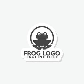 Frog  logo sticker isolated on gray background