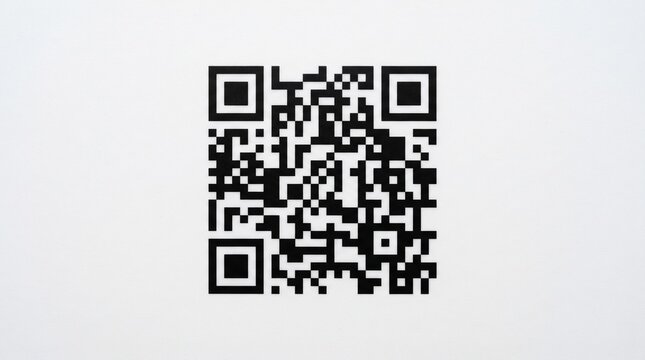 Black And White QR Code Graphic Element For Mobile Device Scanning And Digital Information