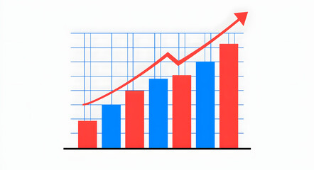 Obraz premium Rising bar graph: success