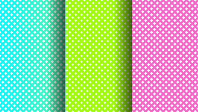Set of polka dot seamless patterns in turquoise lime and pink colors with seamless, background