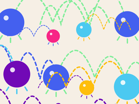 Fun Bouncing Ball Arcs Abstract Pattern