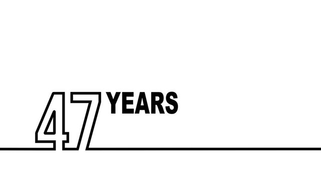 47 years anniversary or birthday isolated on white background. Linear outline graphics. 47 year celebration and congratulation design element. Can be used for printing materials, covers, reports.