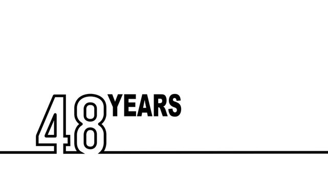 48 years anniversary or birthday isolated on white background. Linear outline graphics. 48 year celebration and congratulation design element. Can be used for printing materials, covers, reports.