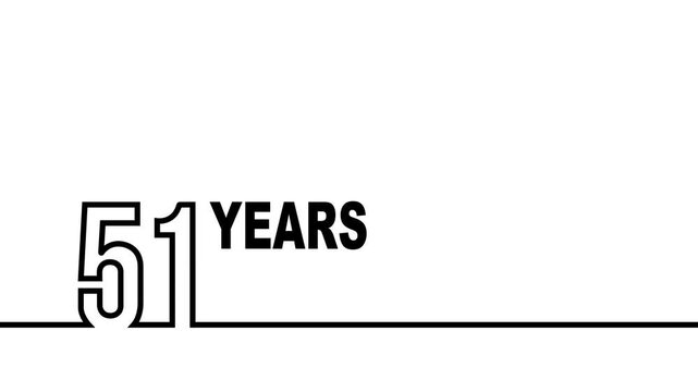 51 years anniversary or birthday isolated on white background. Linear outline graphics. 51 year celebration and congratulation design element. Can be used for printing materials, covers, reports.
