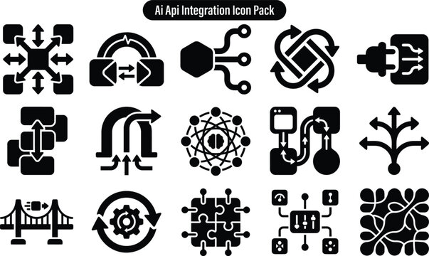 AI API Integration Black SVG Icon Pack
