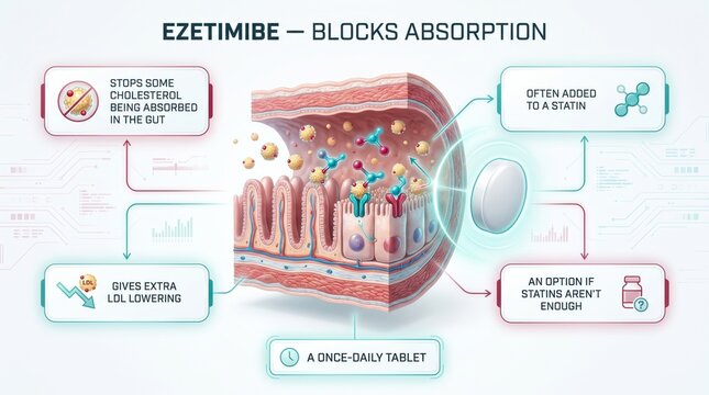 Ezetimibe blocks cholesterol absorption