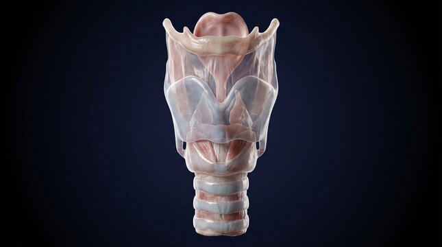 Human Hyoid Bone Anatomy With Supporting Muscles Medical Three Dimensional Illustration